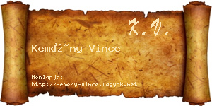 Kemény Vince névjegykártya
